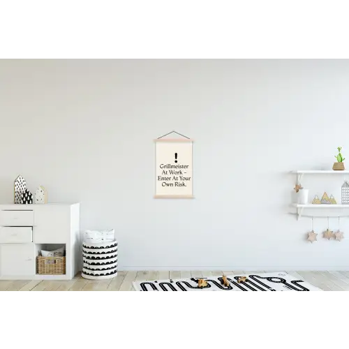 Grill - Uitroepteken - Zwart - Tekst textielposter latten blank klein -kinderkamer