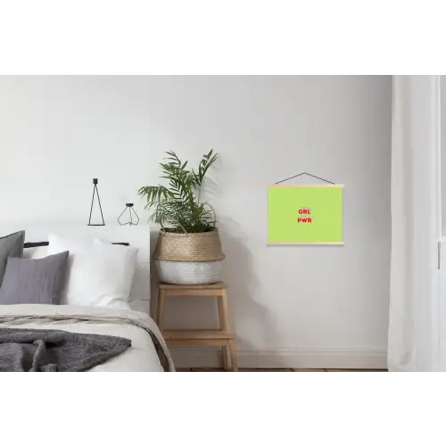 Grl pwr - Groen - Rood - 3D textielposter latten blank klein -woonkamer