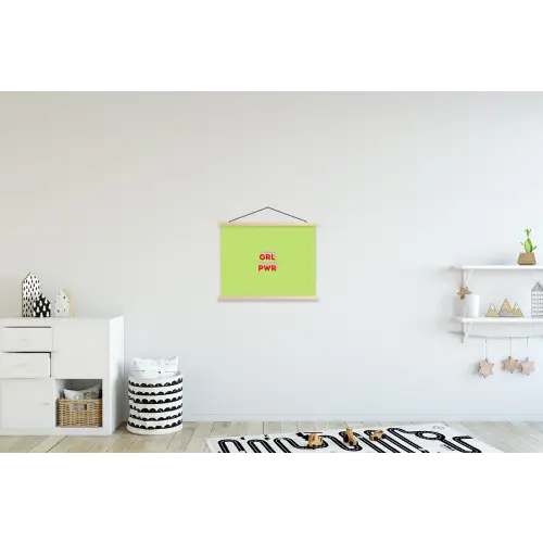 Grl pwr - Groen - Rood - 3D textielposter latten blank klein -kinderkamer