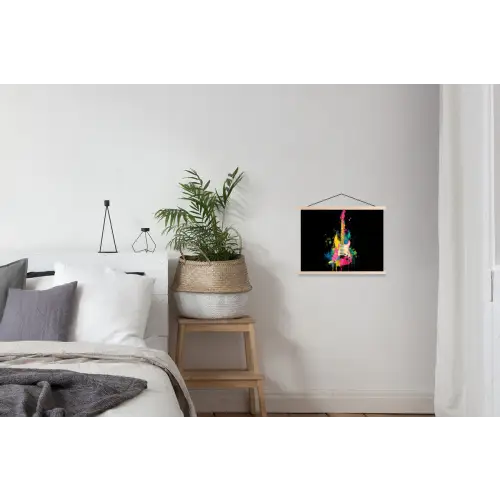Gitaar - Kleurrijk - Verf textielposter latten blank klein -woonkamer