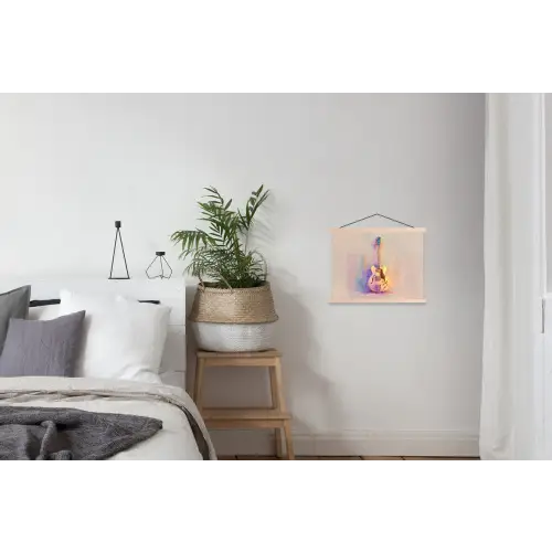 Gitaar - Pastel - Schilderachtig textielposter latten blank klein -woonkamer