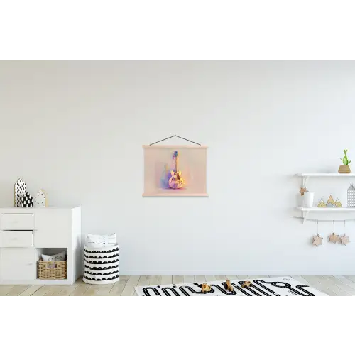 Gitaar - Pastel - Schilderachtig textielposter latten blank klein -kinderkamer
