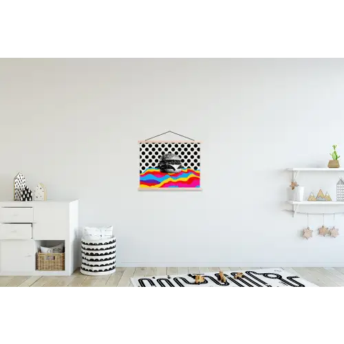 Hamburger - Stippen - Golven - Kleuren textielposter latten blank klein -kinderkamer