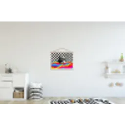 Hamburger - Stippen - Golven - Kleuren textielposter latten blank klein -kinderkamer