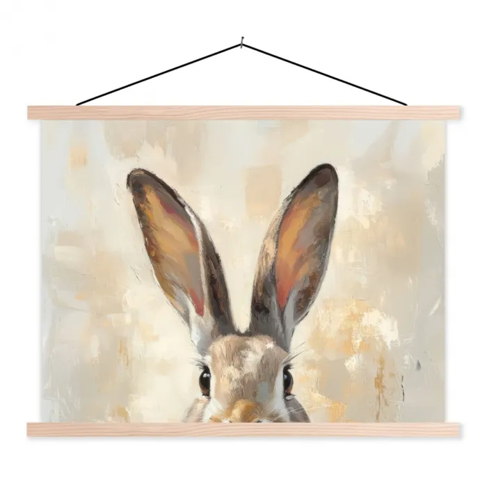 Haas - Oren - Bruin textielposter latten blank klein -3d
