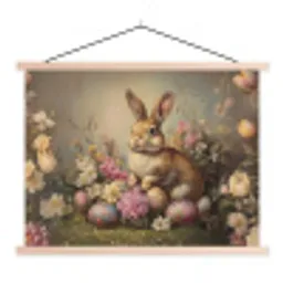 Haas - Stilleven - Bloemen textielposter latten blank klein -3d