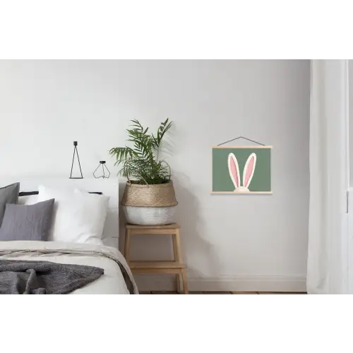 Hazen - Oren - Roze textielposter latten blank klein -woonkamer