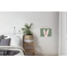 Hazen - Oren - Roze textielposter latten blank klein -woonkamer