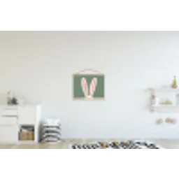 Hazen - Oren - Roze textielposter latten blank klein -kinderkamer