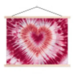 Hartvorm - Roze - Tie dye textielposter latten blank klein -3d
