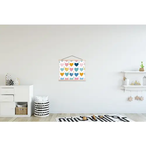 Hartjes - Pastel - Patroon textielposter latten blank klein -kinderkamer