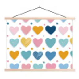 Hartjes - Pastel - Patroon textielposter latten blank klein -3d