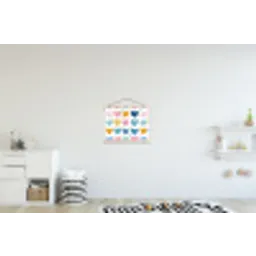 Hartjes - Pastel - Patroon textielposter latten blank klein -kinderkamer