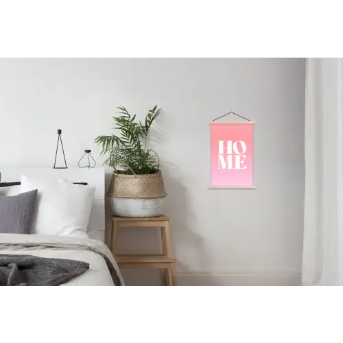 Home - Letters - Groot - Roze textielposter latten blank klein -woonkamer