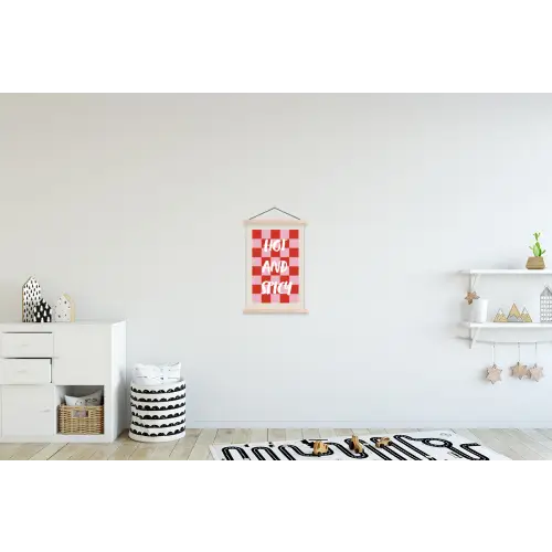 Hot - Spicy - Geruit - Rood textielposter latten blank klein -kinderkamer