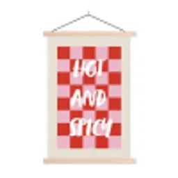 Hot - Spicy - Geruit - Rood textielposter latten blank klein -3d