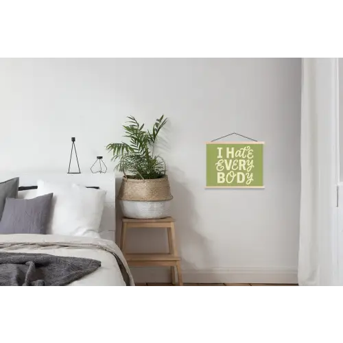 I hate everybody - Groen - Retro textielposter latten blank klein -woonkamer