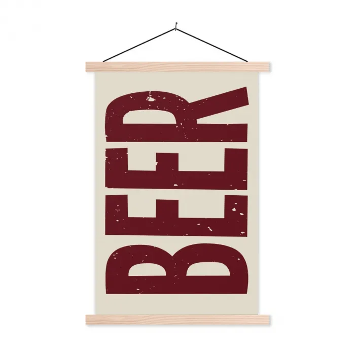 Japandi - Beer - Red - Retro textielposter latten blank klein -3d