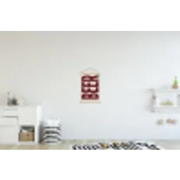 Japandi - Beer - Red - Retro textielposter latten blank klein -kinderkamer