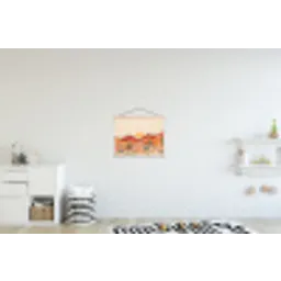Landschap - Heuvels - Zonsondergang textielposter latten blank klein -kinderkamer