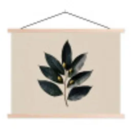 Laurierbladeren - Bloemknoppen - subtiel textielposter latten blank klein -3d