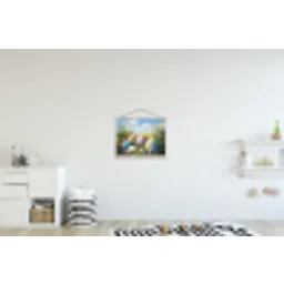 Grasveld - Eieren - Bloemen textielposter latten blank klein -kinderkamer