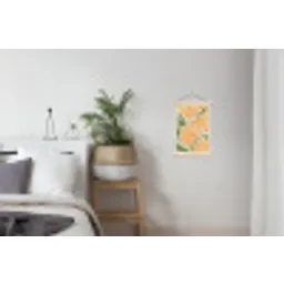 Blaadjes - Zachtoranje - Bloemen textielposter latten blank klein -woonkamer