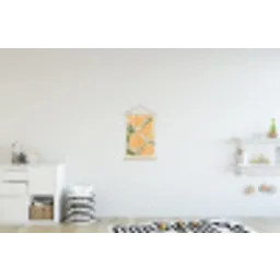 Blaadjes - Zachtoranje - Bloemen textielposter latten blank klein -kinderkamer