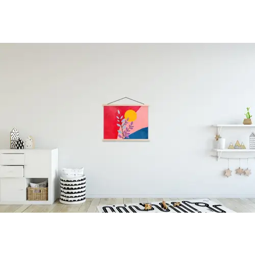 Bladeren - Zon - Abstracte vormen textielposter latten blank klein -kinderkamer