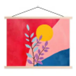 Bladeren - Zon - Abstracte vormen textielposter latten blank klein -3d