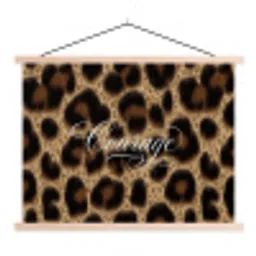 Luipaardprint - Bruin - Courage - Sierlijk textielposter latten blank klein -3d