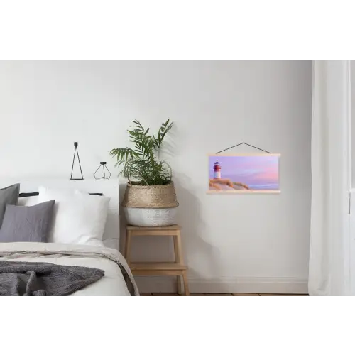 Vuurtoren - Duinen - Zonsondergang textielposter latten blank klein -woonkamer