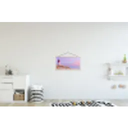 Vuurtoren - Duinen - Zonsondergang textielposter latten blank klein -kinderkamer