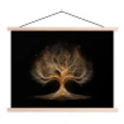 Lichtjes - Boom - Abstract - Zwart textielposter latten blank klein -3d
