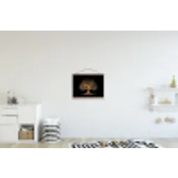 Lichtjes - Boom - Abstract - Zwart textielposter latten blank klein -kinderkamer