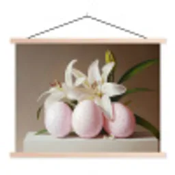 Lelies - Eieren - Pasen textielposter latten blank klein -3d