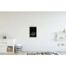 Lijntekening - Koffiekop - Zwart textielposter latten blank klein -kinderkamer