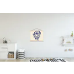 Lijntekening - Overlappende gezichten - Donkerblauw textielposter latten blank klein -kinderkamer