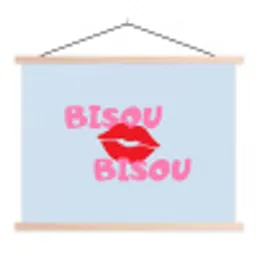 Lippen - Bisou - Blauw textielposter latten blank klein -3d