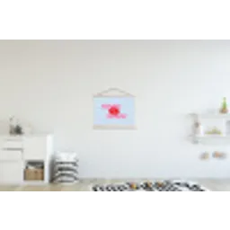 Lippen - Bisou - Blauw textielposter latten blank klein -kinderkamer