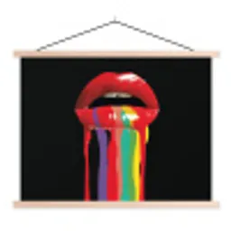 Lippen - Kleuren - Zwart textielposter latten blank klein -3d