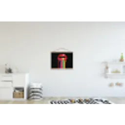 Lippen - Kleuren - Zwart textielposter latten blank klein -kinderkamer