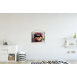 Lippen - Graffiti - Expressief textielposter latten blank klein -kinderkamer