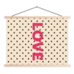 Love - Stippen - Roze textielposter latten blank klein -3d