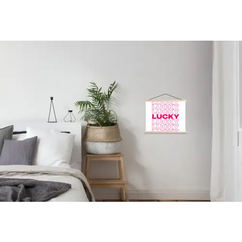 Lucky - Roze - Patroon textielposter latten blank klein -woonkamer