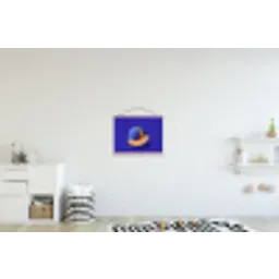 Meloen - Blauw - Oranje - Kunstzinnig textielposter latten blank klein -kinderkamer