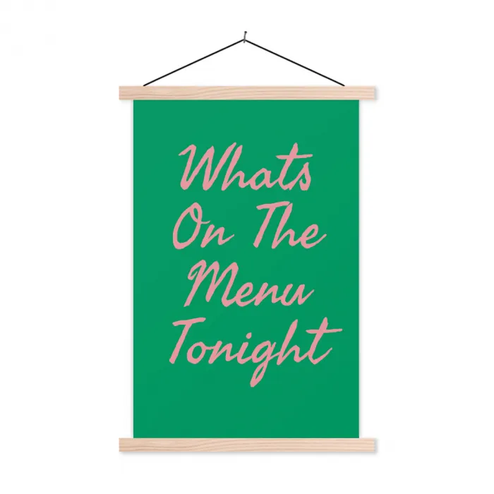 Menu - Quote - Roze textielposter latten blank klein -3d