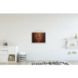 Microfoon - Bruin - Klassiek textielposter latten blank klein -kinderkamer