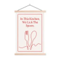 Minimalistisch - Vork - Lepel - Lijntekening textielposter latten blank klein -3d