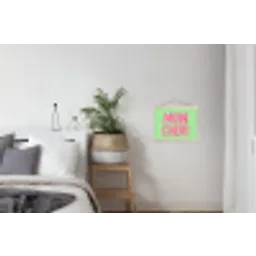 Mon cheri - Groen - Roze textielposter latten blank klein -woonkamer